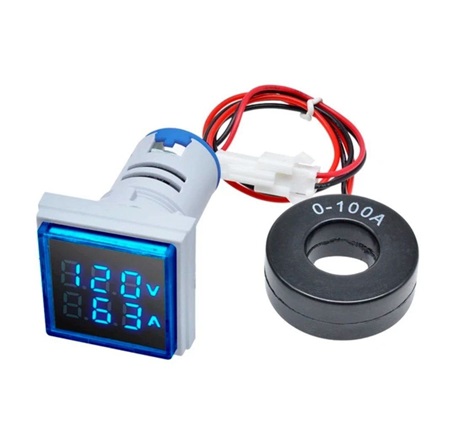 ولت متر آمپر متر AC چراغ سيگنالي (آبي) 22mm